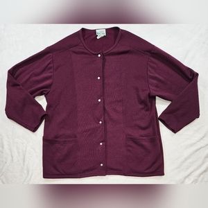 Vintage 80s Kittens Brand Womens Large Plum Purple Snap Button Up Cardigan USA